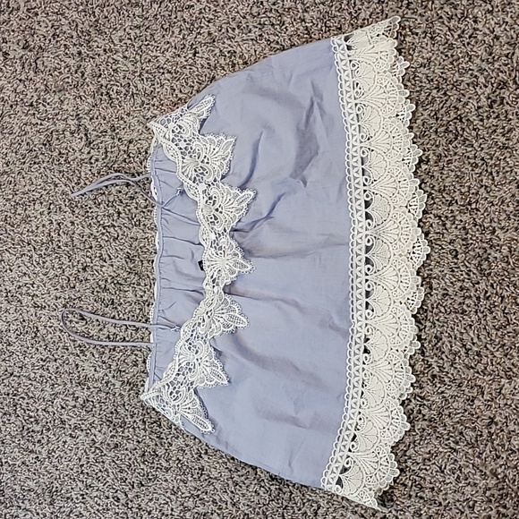 NWT EXPRESS chambray with lace detail 100% cotton tank - Picture 3 of 11